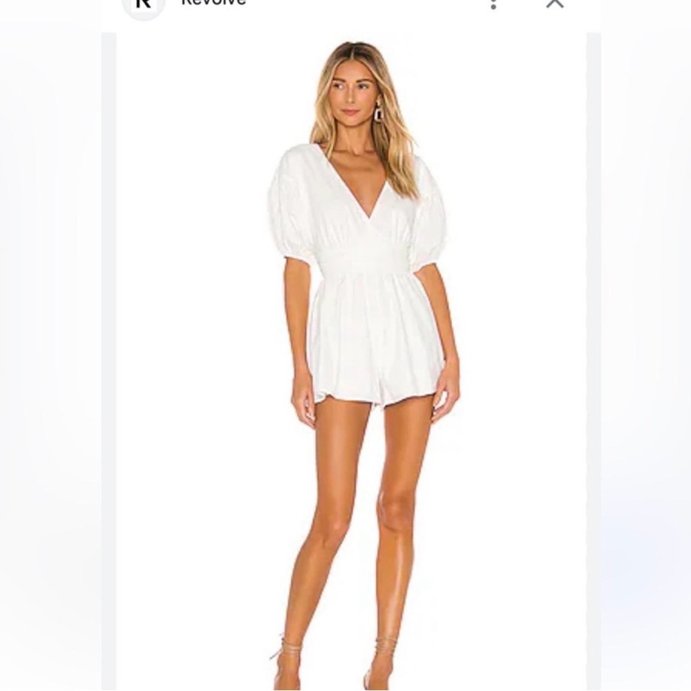 MAJORELLE White Eyelet Textured Button-Down Party Romper Women’s XS